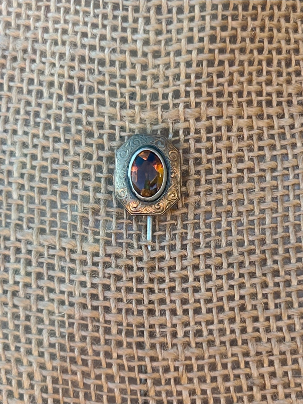 Vintage Amber Glass Stick Pin